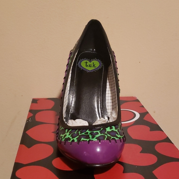 Green/purple leopard T.U.K. heels - Picture 4 of 5